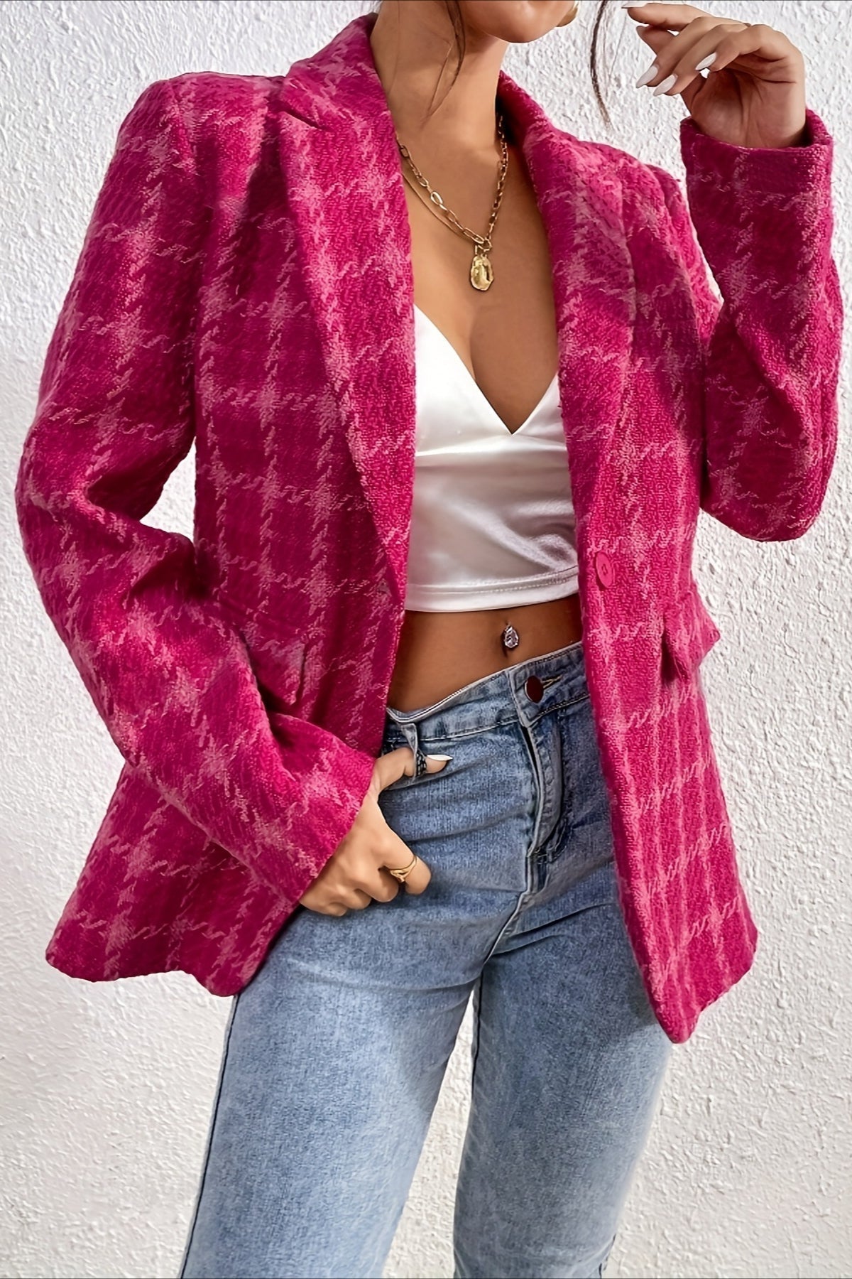 Red Plaid Elegant Blazer Coat Red / S coats