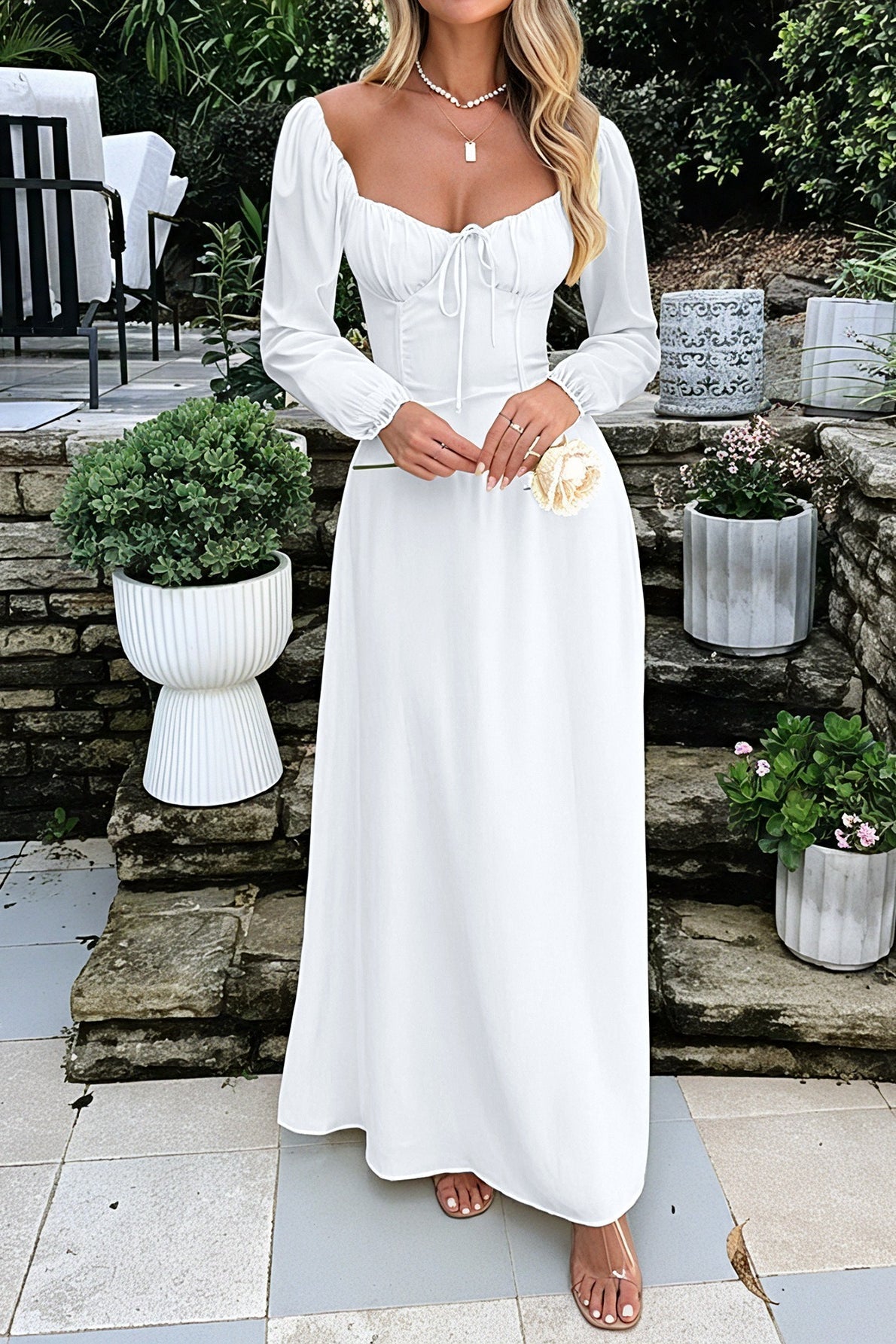 Solid Long Sleeve Party Dress