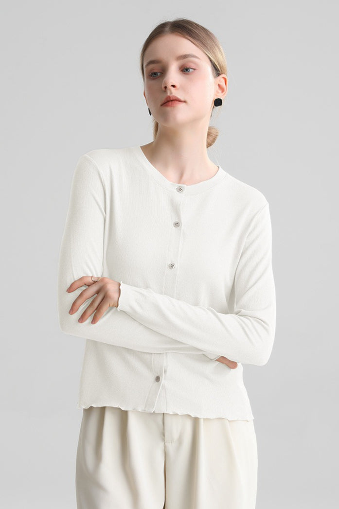 Structured Tencel Cardigan White / S