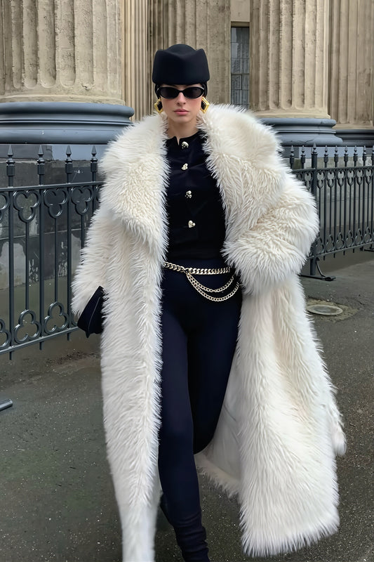 Shaggy Plush Wrap Maxi Coat