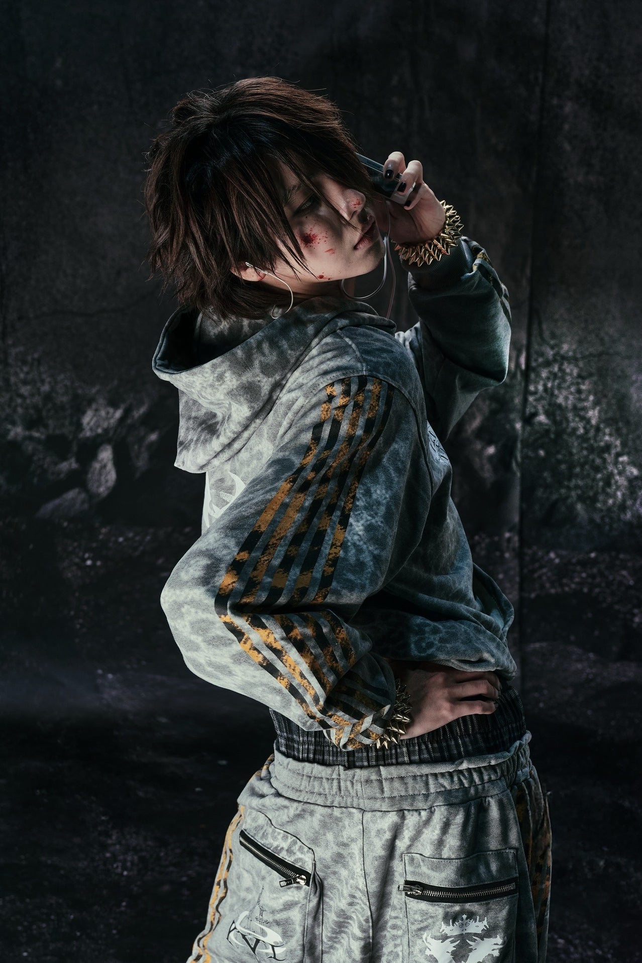 Y2K Leopard Striped Street Zip Hoodie