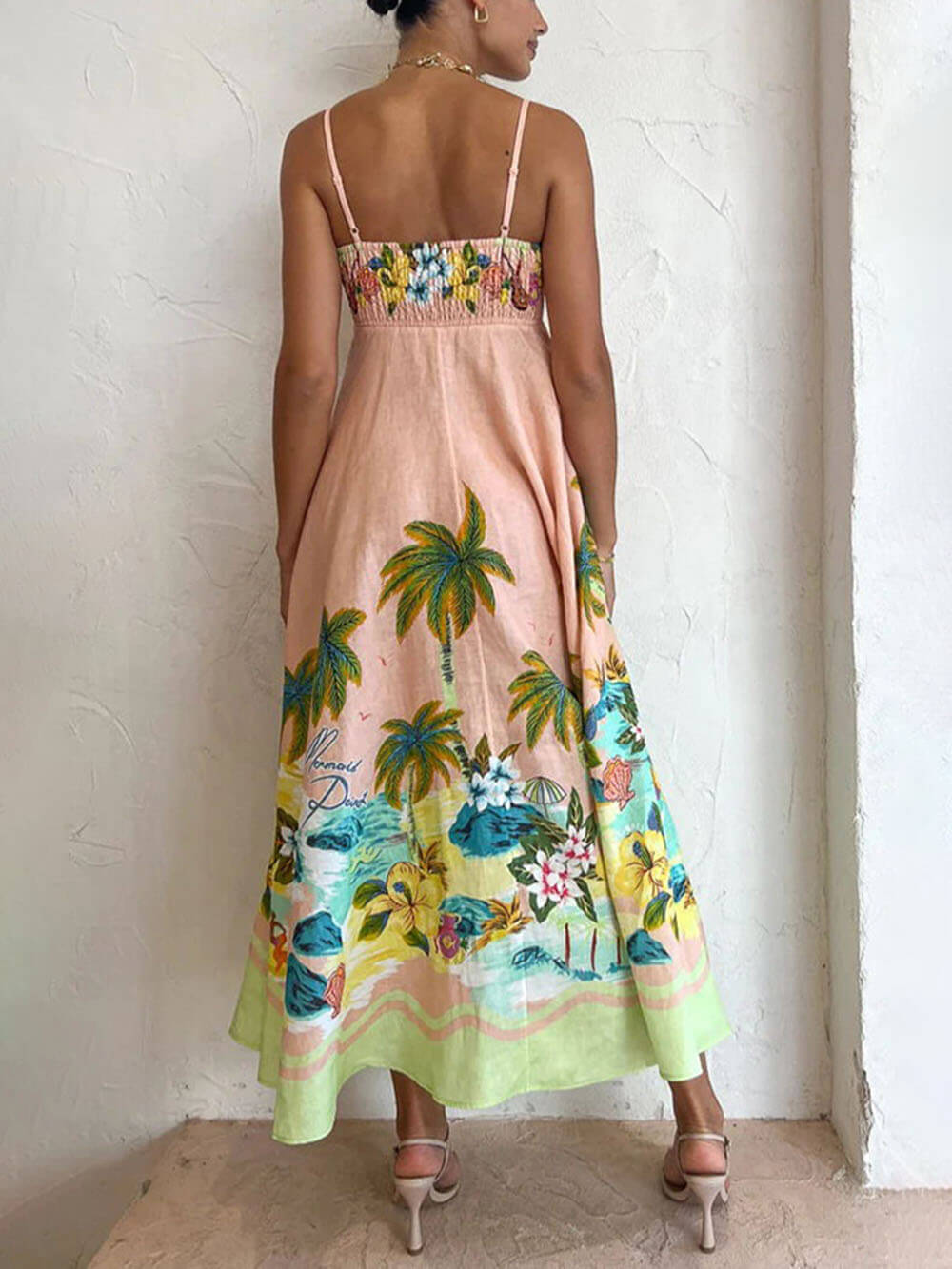 Sling Printed Stylish Casual Midi Dress Dresses