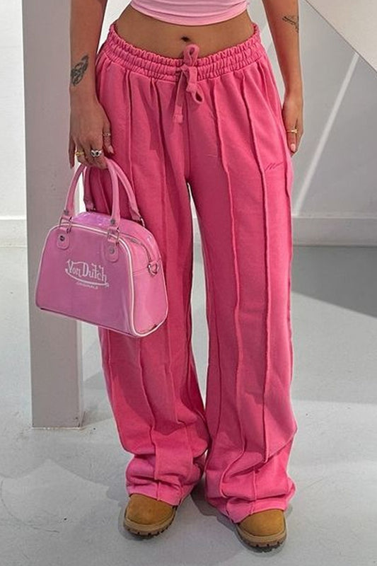 Solide 3D-Linien-Hose mit lockerem Kordelzug