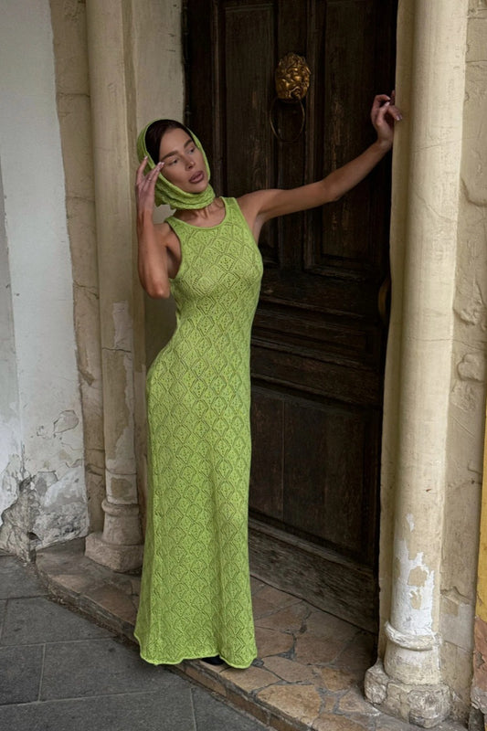 Transparentes Tank-Boho-Kleid im Resort-Stil