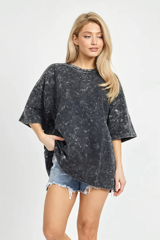 Acid Wash Crew Neck Oversize T-Shirt