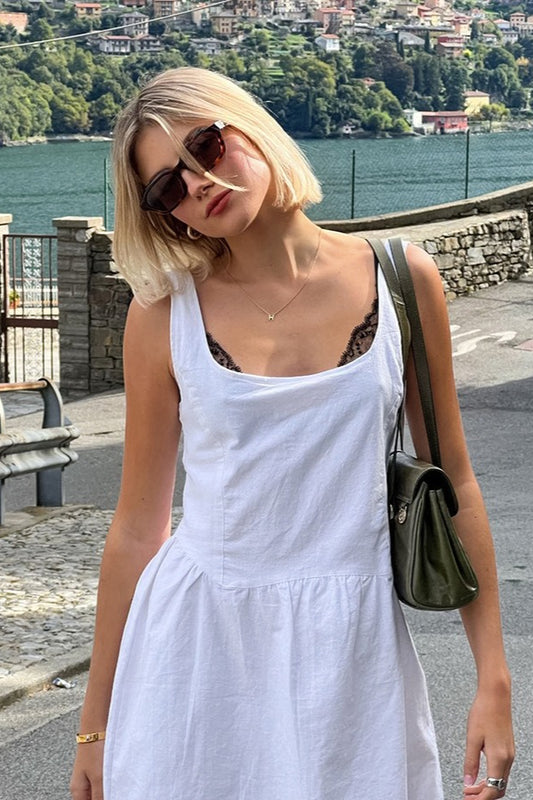 Boho-Kleid aus Baumwollleinen in A-Linie