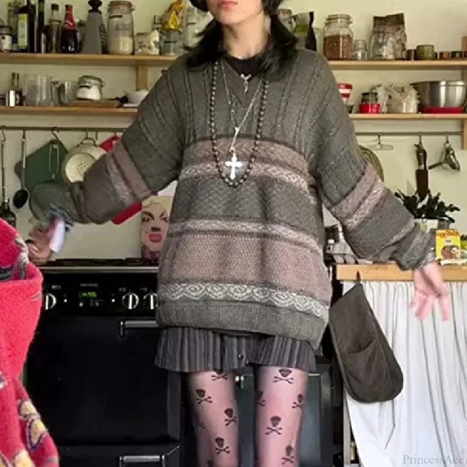 2000s Vintage Striped Y2K Preppy Style Sweater