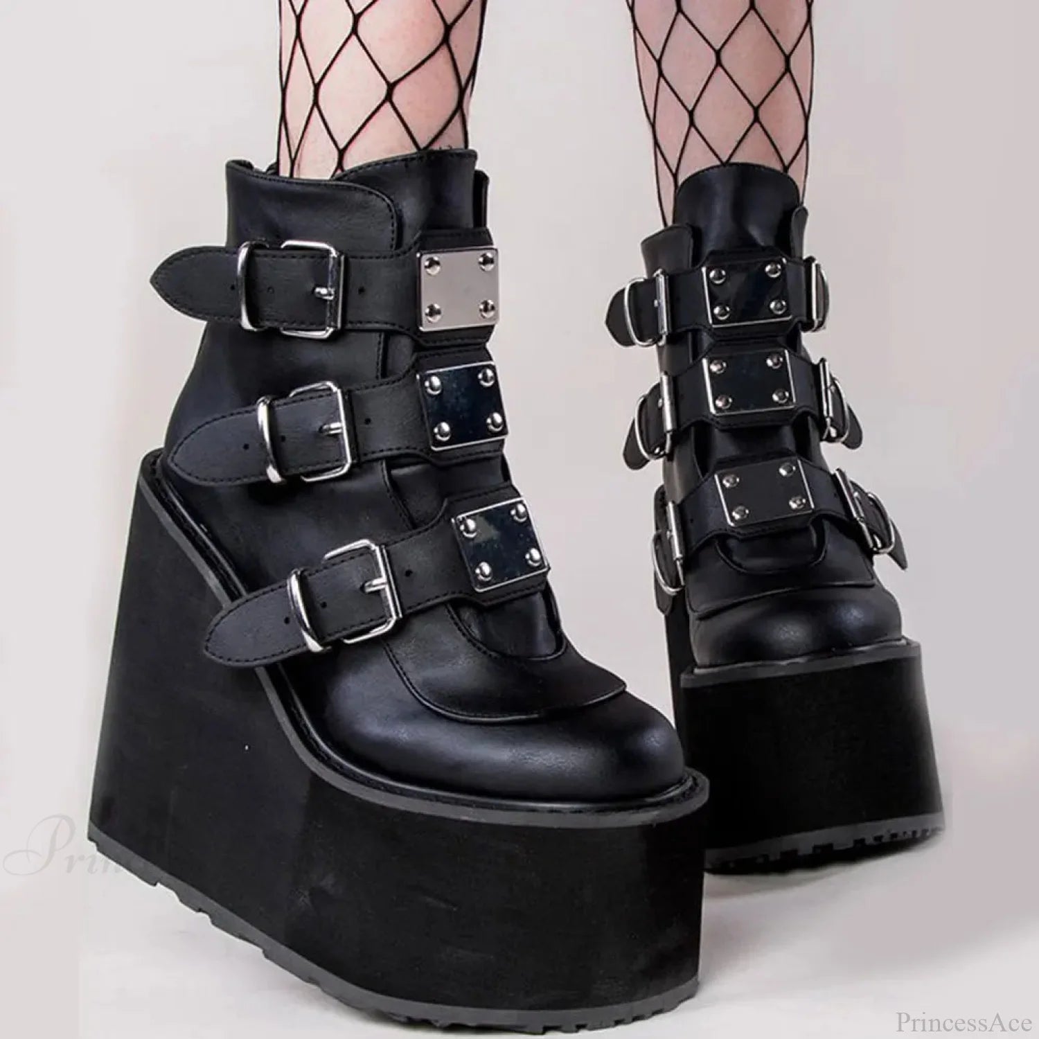 2021 Rebel Gothic Wedge Costume Ankle Boot Black / 35