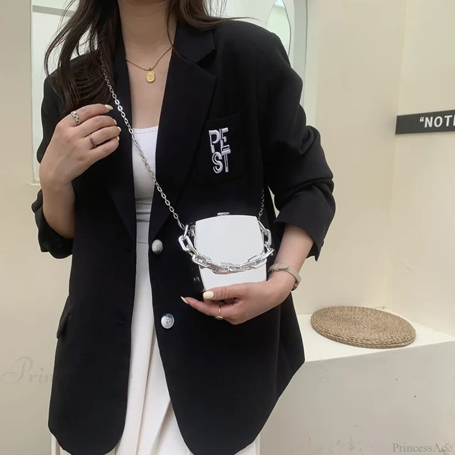 2022 Trend Designer PVC Box Clutch Bag Silver clutchbag-250126