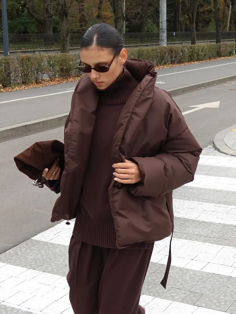 Tie-Belt Padded Cotton Coat Coats-241208