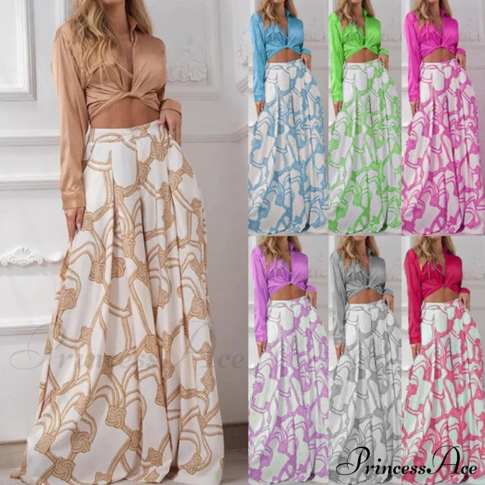 2024 Design Mid Warm-Season Autumn Wide Piece Suit Sets Arm Women’s Flowered Two Blouse Casual