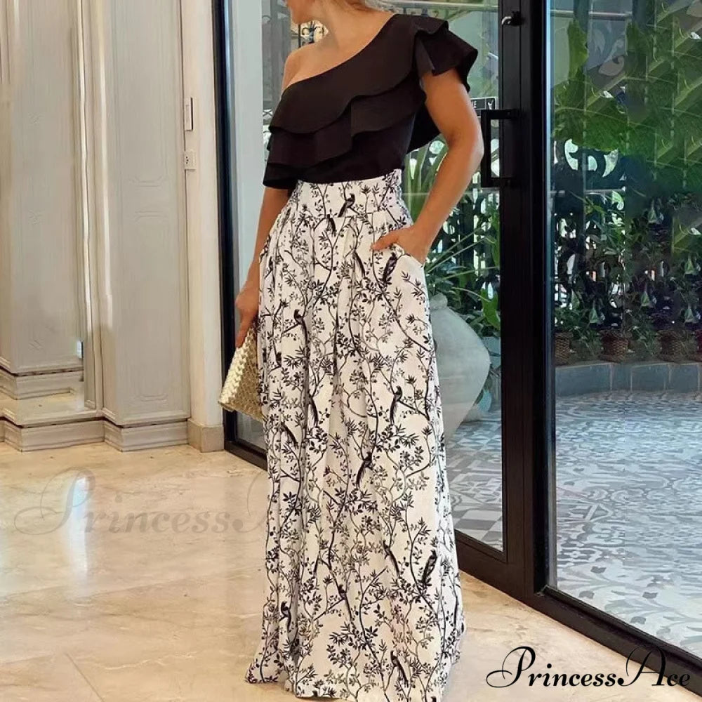 2024 Design Mid Warm-Season Autumn Wide Piece Suit Sets Arm Women’s Flowered Two Blouse Casual