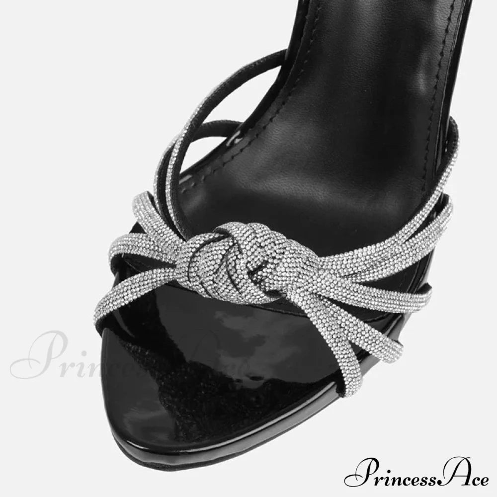 2024 New Arrival Silver Crystal Narrow Band Women’s Sandals - Summer Party Wedding Prom Shoes