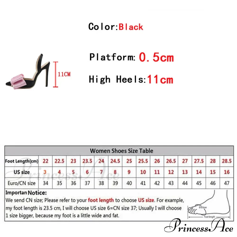 2024 Spring Summer Women’s Crystal Bowknot Slingback Sandals - Pointed Toe High Heels Wedding