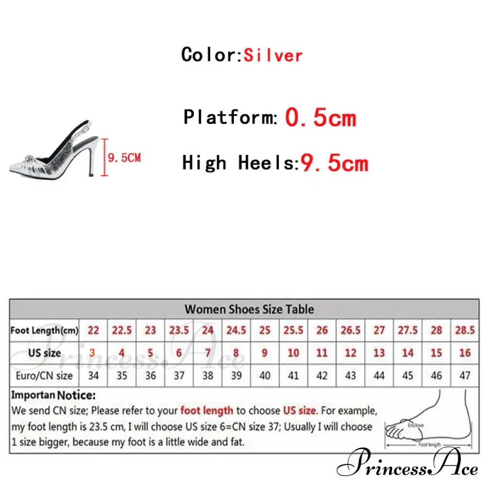 2024 Spring Women’s Silver High Heel Pumps With Pleated Pointed Toe And Back Buckle Strap