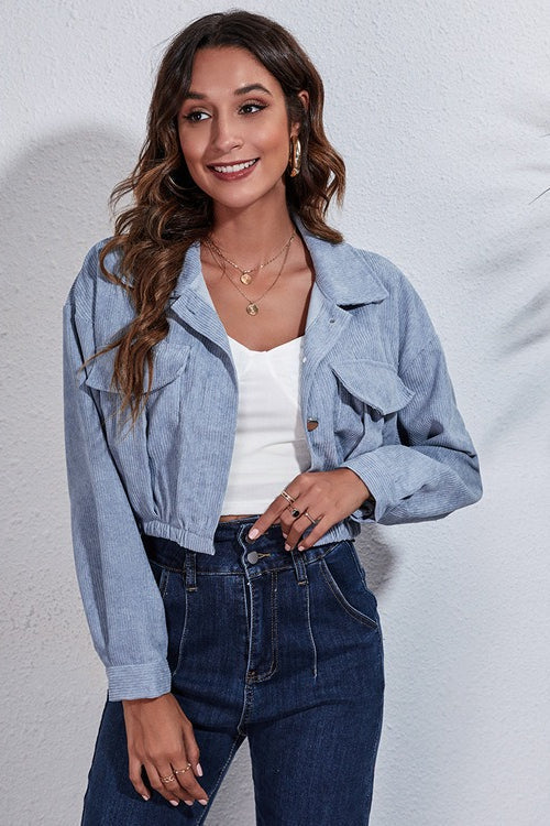 Cinched Waist Corduroy Jacket