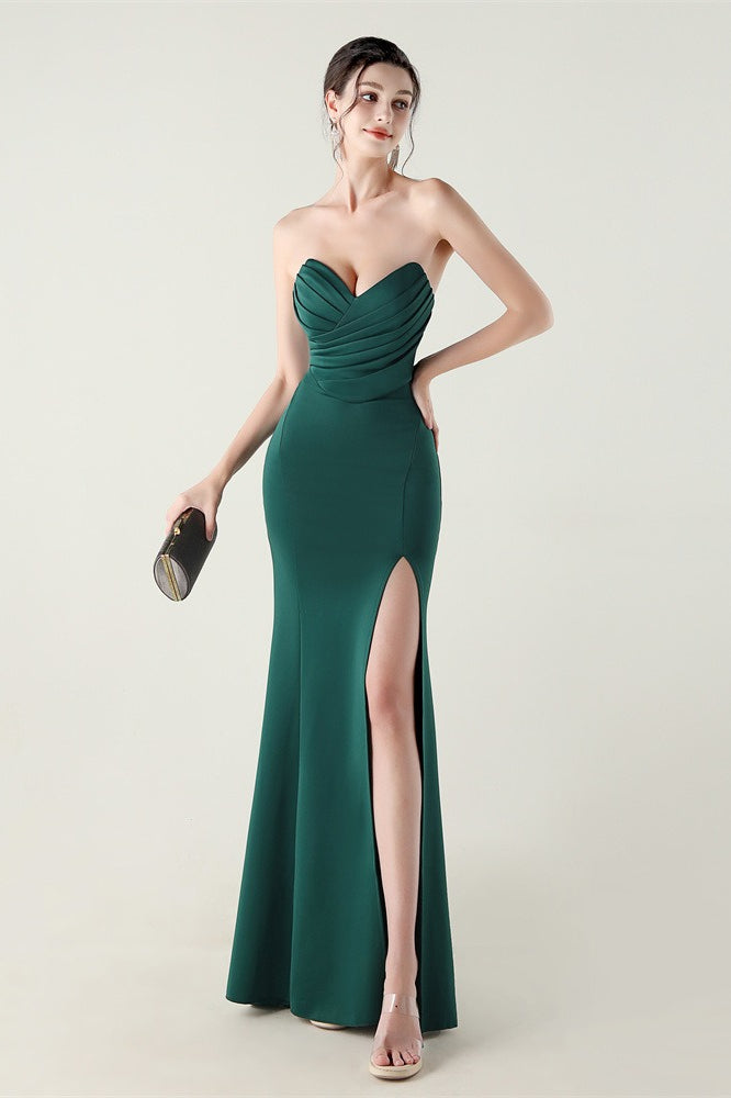 Strapless Sweetheart Pleated Party Dress
