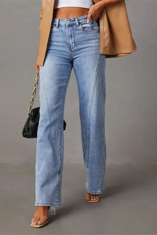 Loose Patchwork Wide Leg Jeans