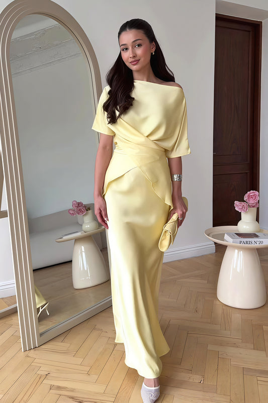 Flowy Elegant Short Sleeve  Maxi Dress