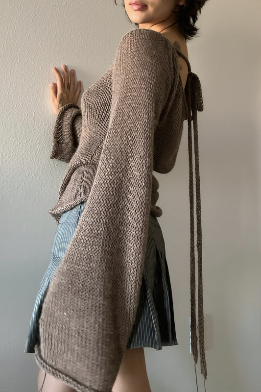 Bell Sleeve Open Back Sweater