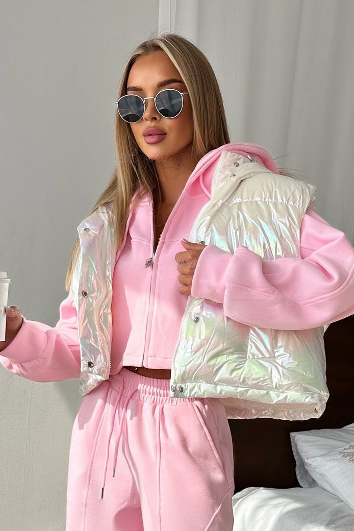 Sleeveless Laser Quilted Puffer Jacket