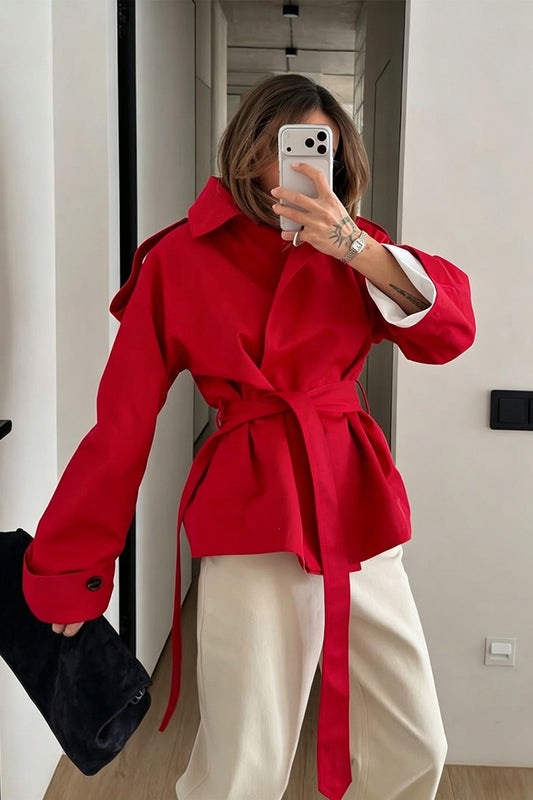 Tie Waist Short Trench Coat