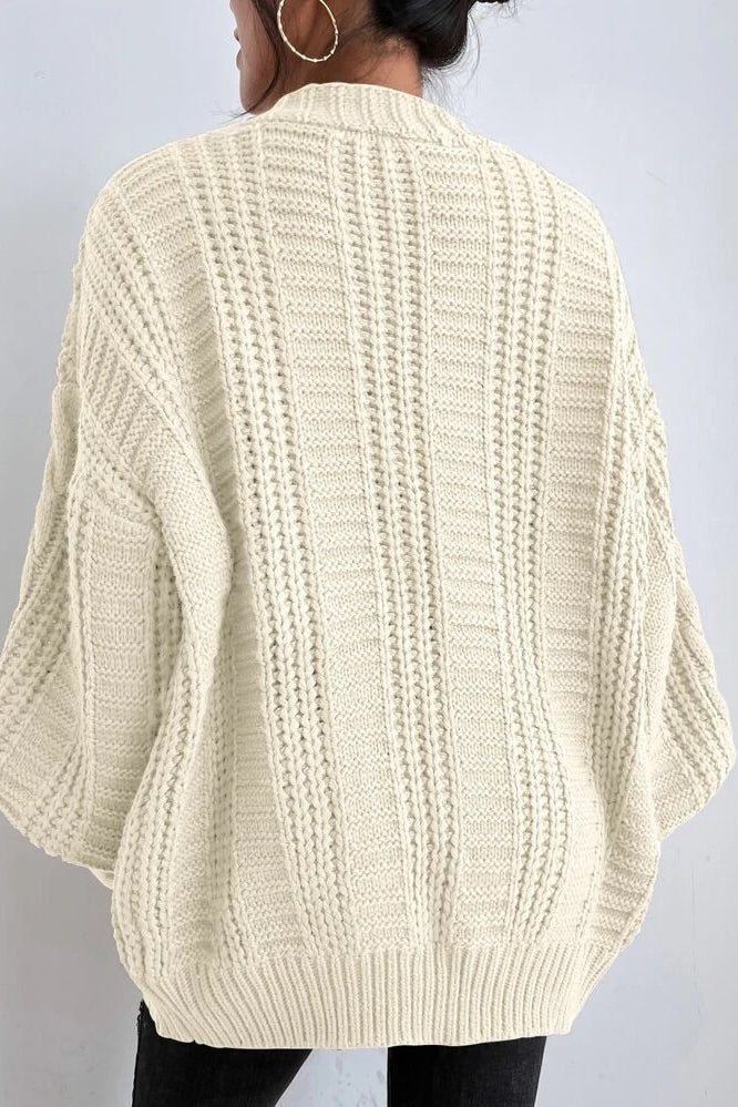 Lantern Sleeve Cable Knit Sweater