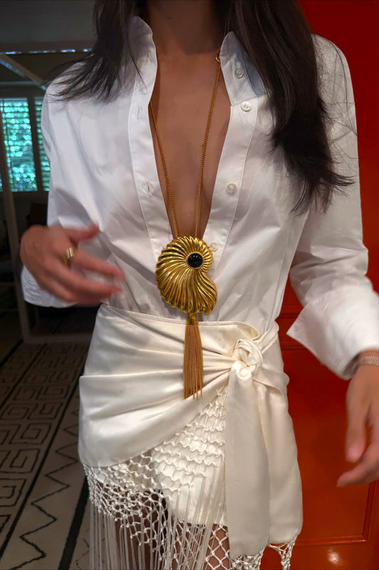 Tied Fringe Mesh Wrap Skirt