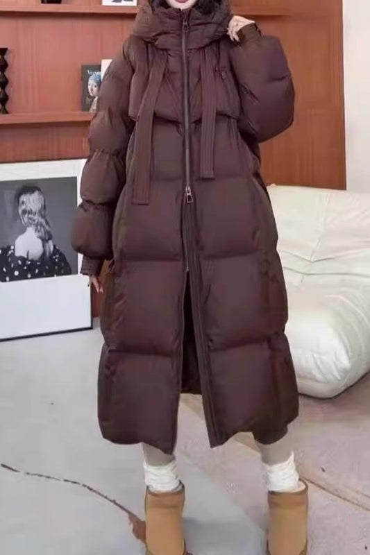 Trendy Long Hooded Puffer Jacket