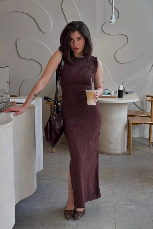 Solides Tank-Maxikleid mit Schlitz