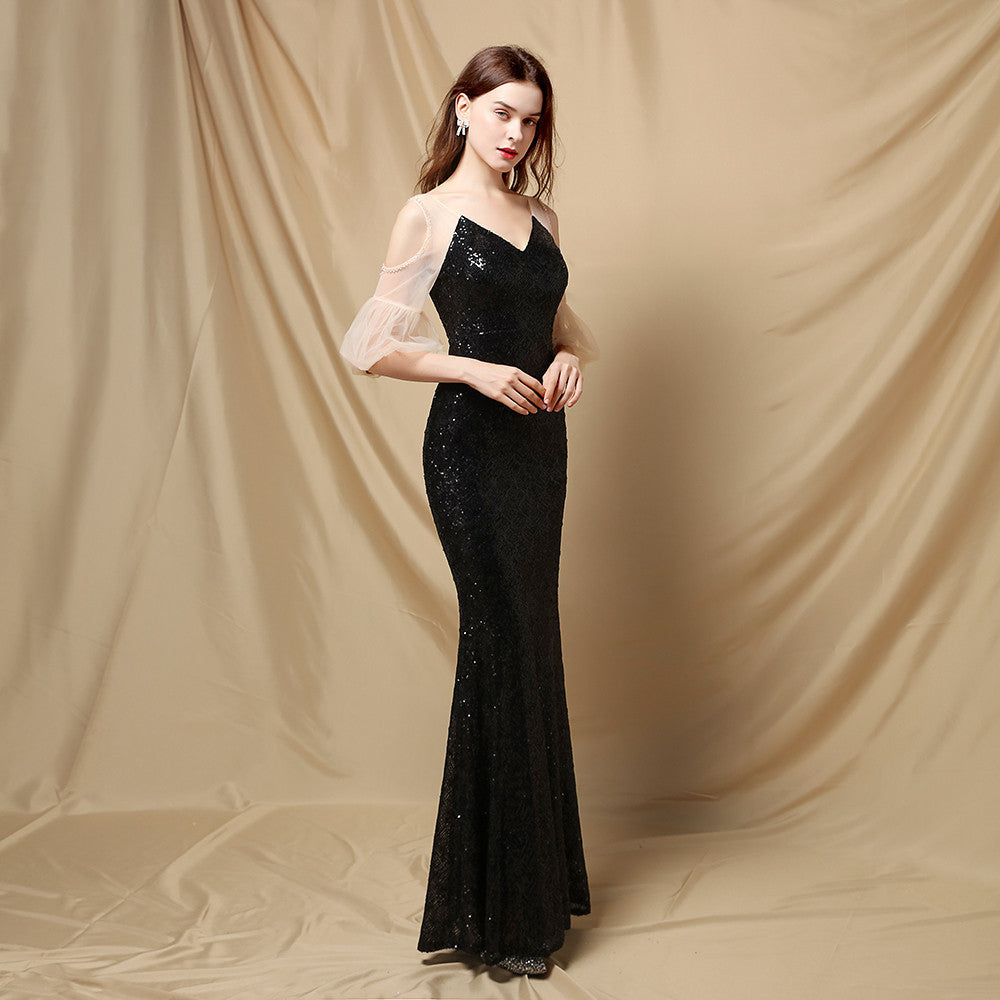 Quinn Sequin Scroll Charming Puff Sleeve Dress S.o. Long Dresses
