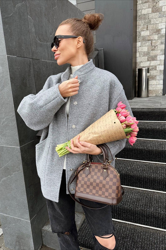 Mantel aus Wollmischung mit Stehkragen