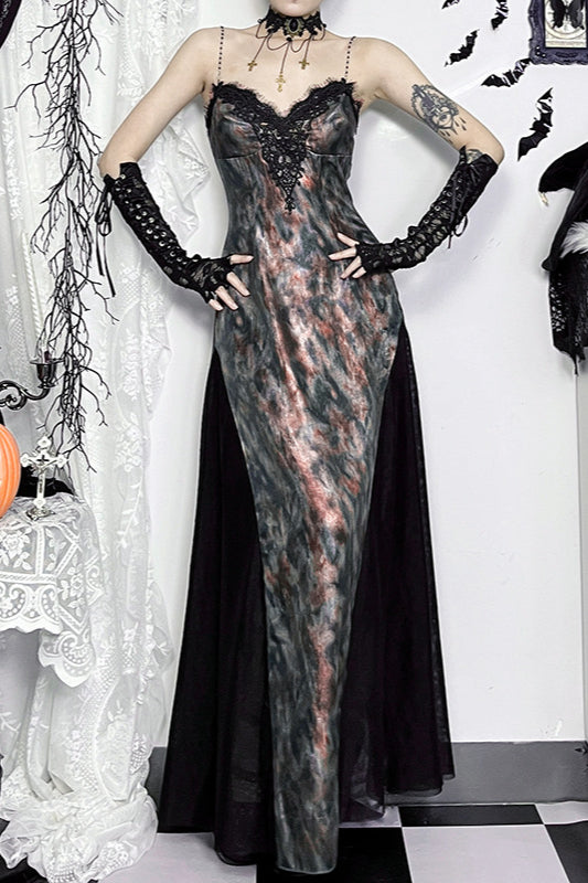 Halloween Gothic-Kleid mit ausgestelltem Saum