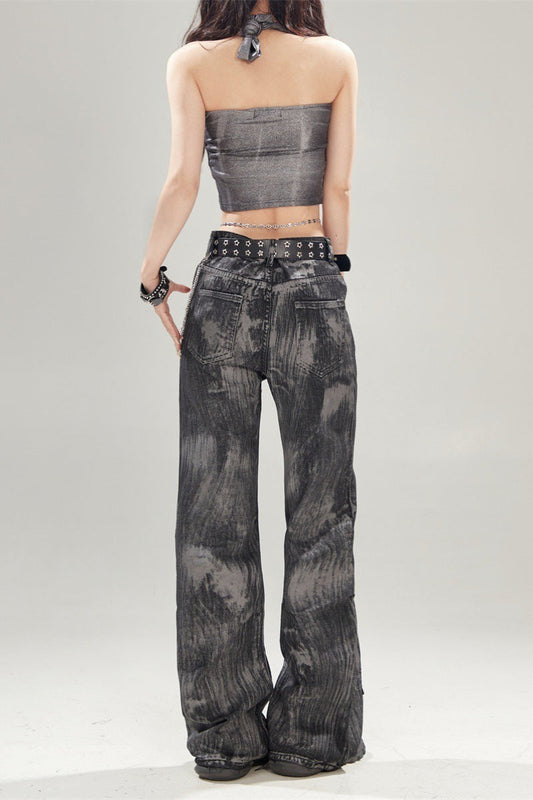 Schwarze Vintage-Jeans mit hoher Taille 