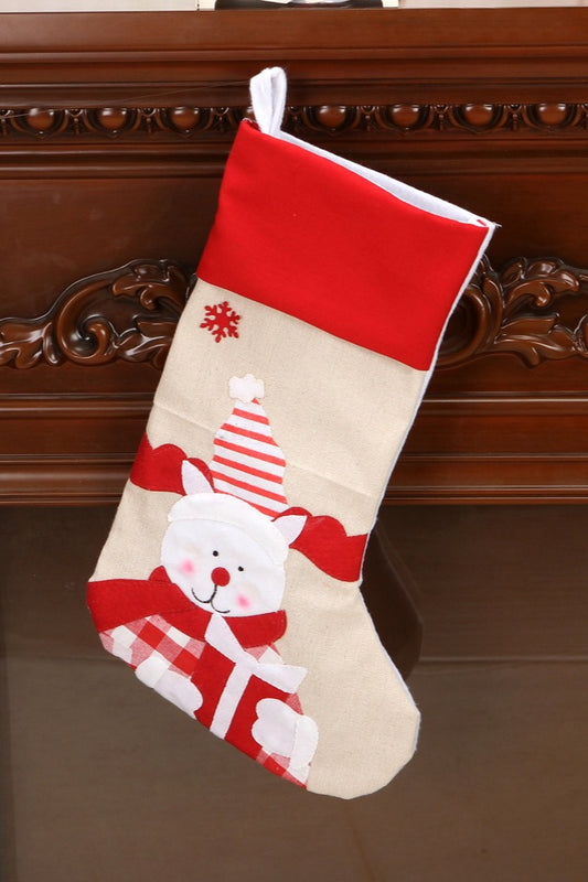 Hängender Aufbewahrungsbeutel mit Weihnachtsmann-Stickerei aus Leinen