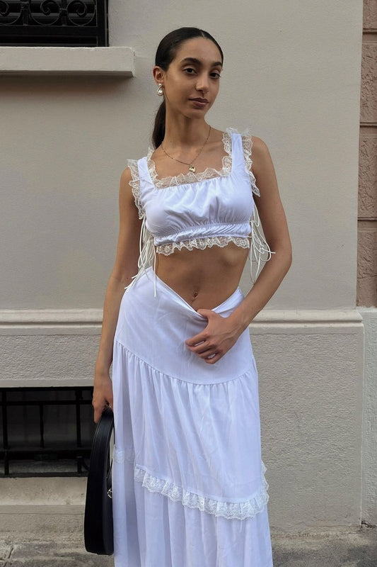 Lässiger Urlaubsrock mit Spitzeneinsatz