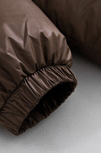 Classic Collar Cropped Solid Puffer Jacket