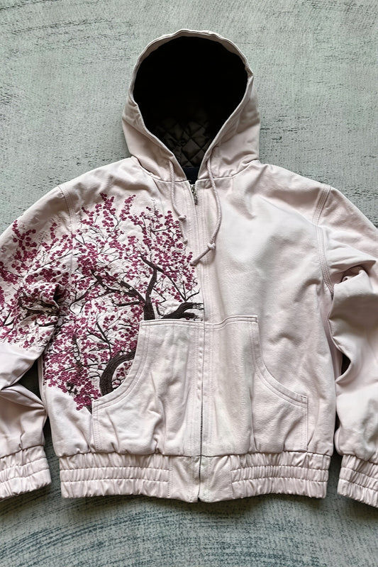 Cherry Blossom Printed Zip Hoodie