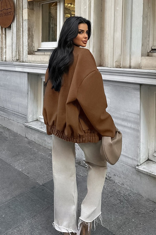 Rown Wolljacke mit Stehkragen