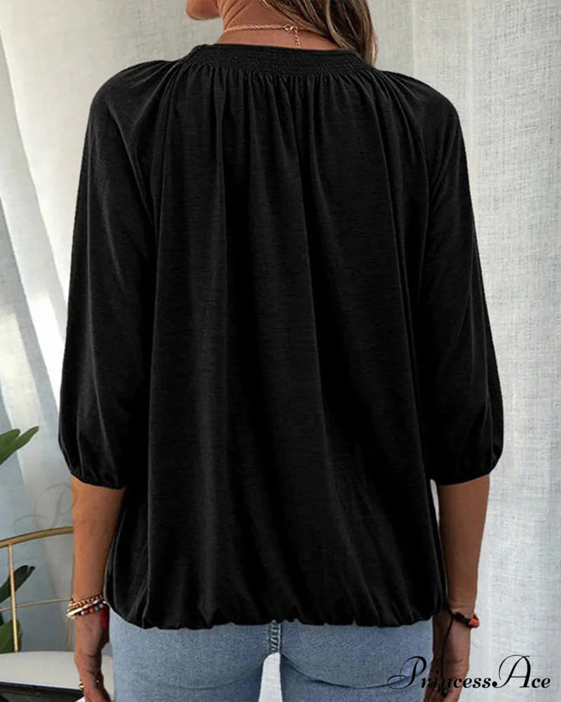 3/4 Arm Crew Neck T-Shirt Blouses & Shirts