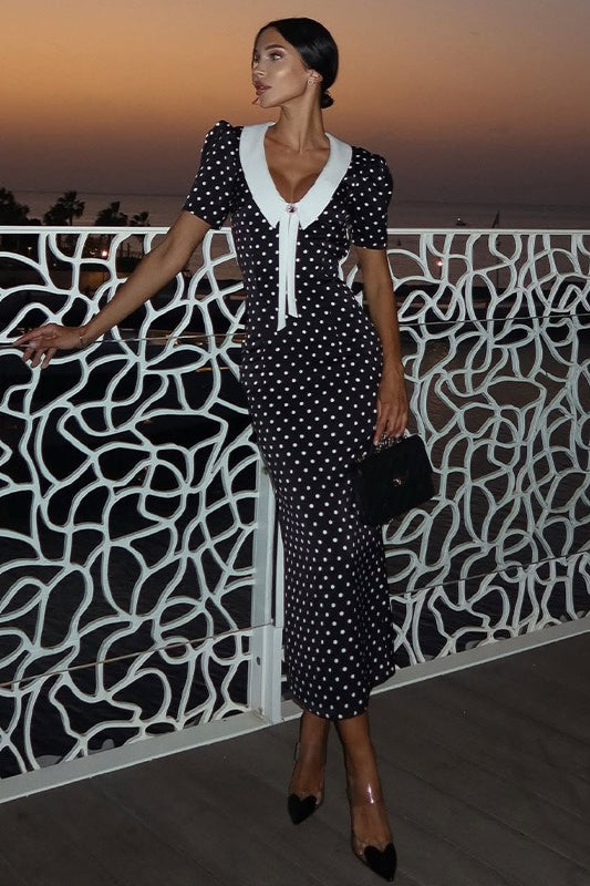 Maxikleid mit gepunktetem Vintage-Print