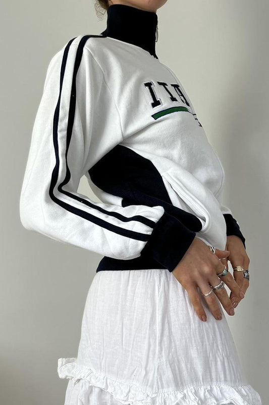 Retro-Sweatshirt mit Stickerei und Reißverschluss im Y2K-Gothic-Stil