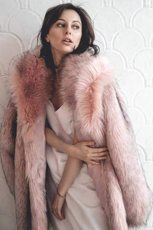 Faux Fur Plush Warm Open Front Coat