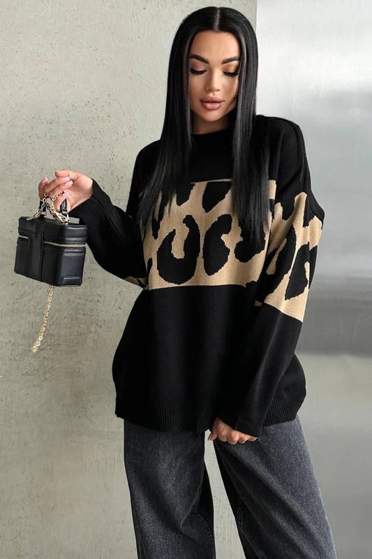 Vintage Leoparden Strickpullover