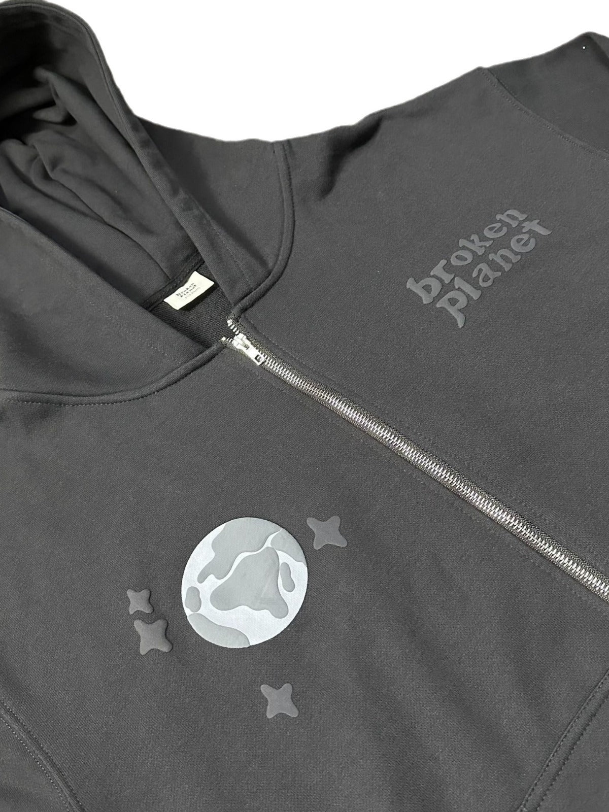 Foam Spider Web Print Fleece Zip Hoodie