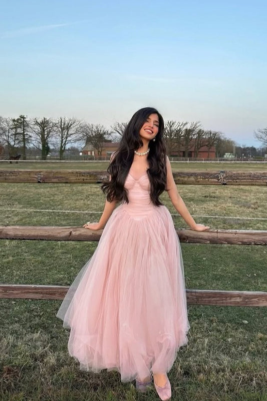 Langes, süßes Tüll-Cami-Abendkleid im Ballettstil