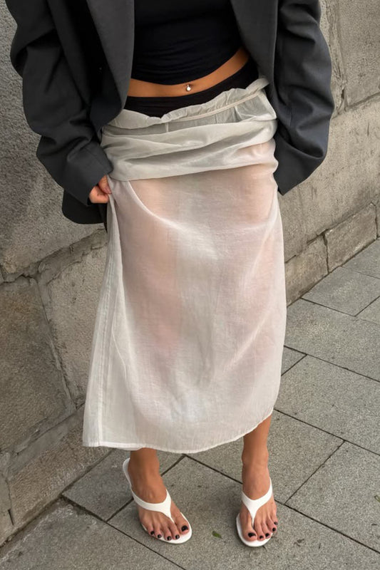 Sheer Layered Side-Slit Maxi Skirt