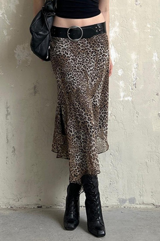 Vintage Leopardenmuster Low Waist Bodycon Rock