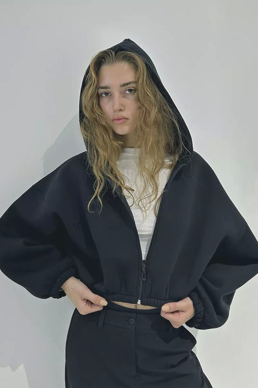 Lässiger Kurzmantel mit Kapuze