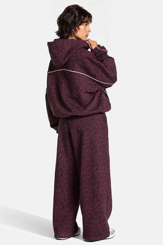 Leopard Hooded Loose Two Piece Set